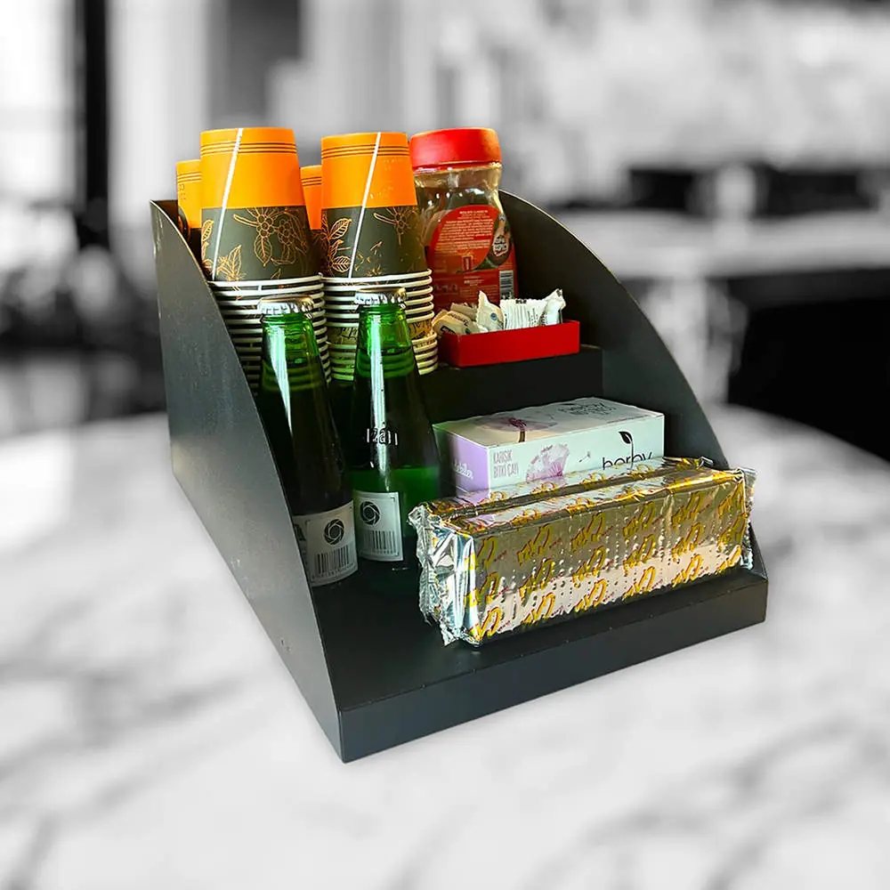 Relax Tezgahönü Organizer Raf 25 cm 2 Katlı Model Siyah