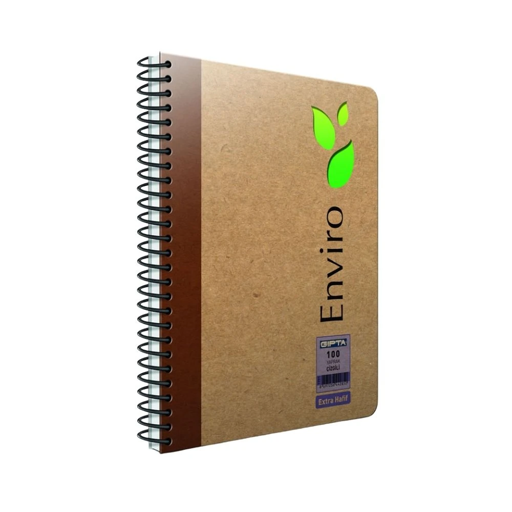 Gıpta Defter Enviro Spiralli Kraft Sert Kapak A4 100 Yaprak Çizgili