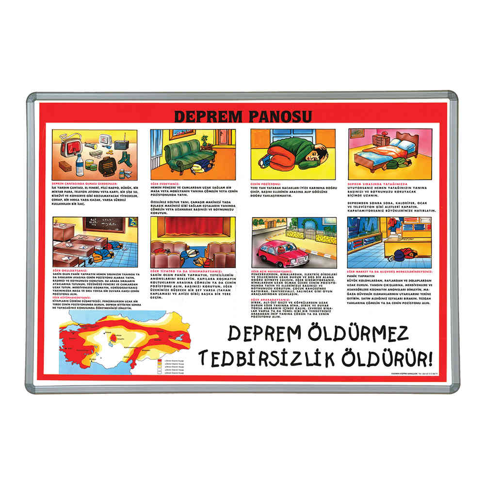 İnterpano Deprem Panosu Lüks Metal Çerçeveli 70x100 cm