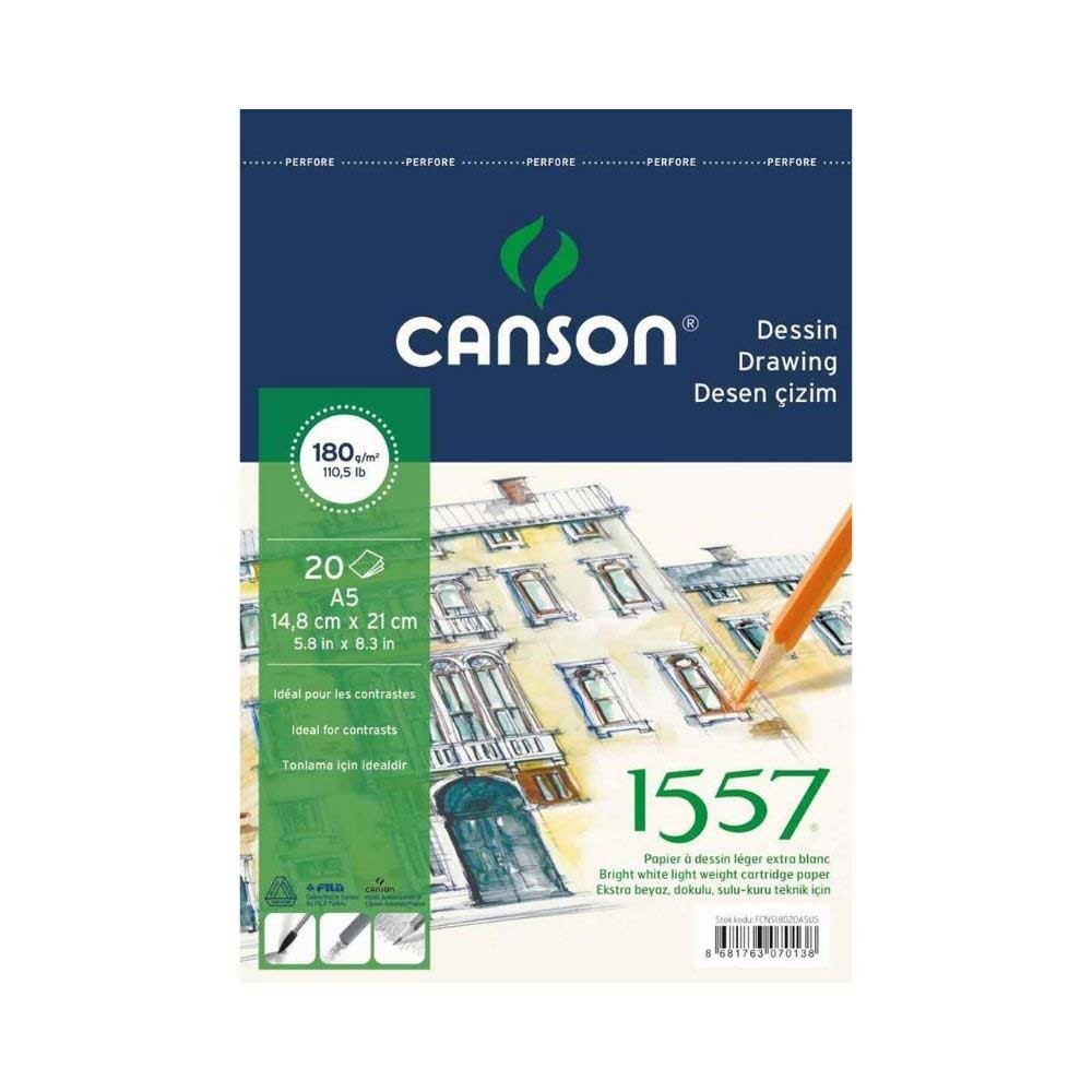 Canson Resim Defteri Çizgili Blok 180 gr A5 20 Yaprak Üstten Spiralli