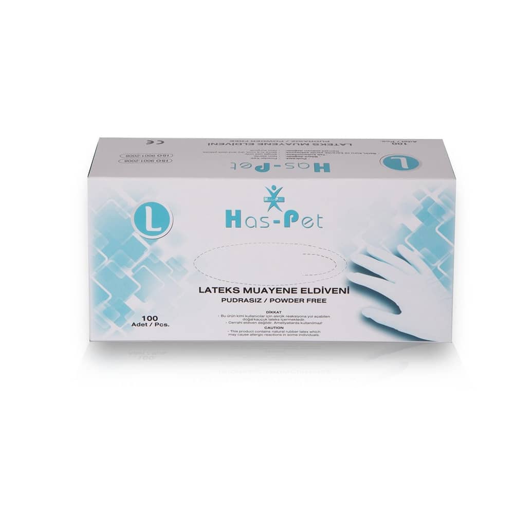 Haspet Muayene Eldiveni Latex Pudrasız Medium 100'lü