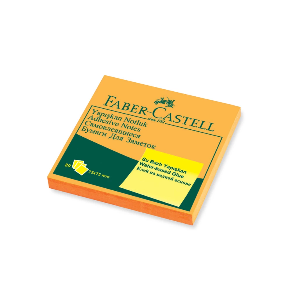 Faber-Castell Yapışkan Not Kağıdı 75x75mm Fosforlu Turuncu