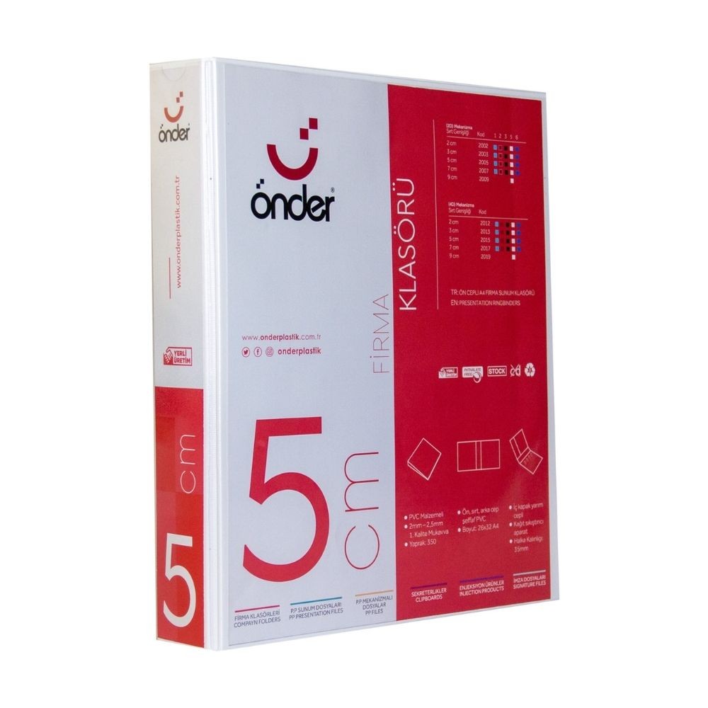 Önder Firma Klasörü A4 Sırt 5 cm 2D Mekanizmalı Beyaz