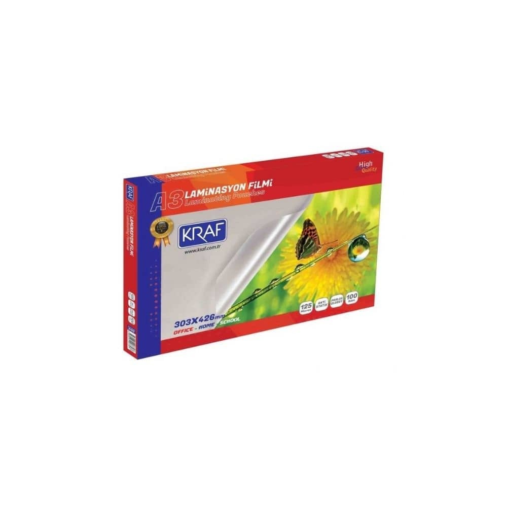 Kraf Laminasyon Filmi Parlak A3 125 Micron 100'lü