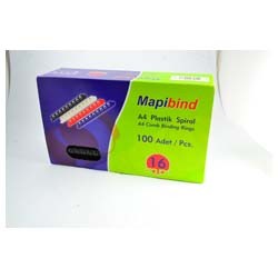 Mapi Spiral Plastik Mapibind 16 mm 100'lü Siyah