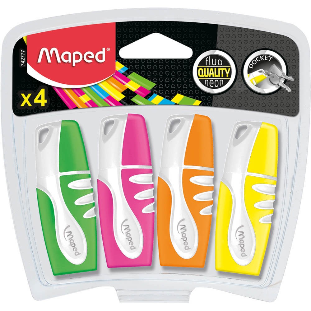 Maped Fosforlu Kalem Fluo Peps Mini Cep Tip 4'lü Karışık
