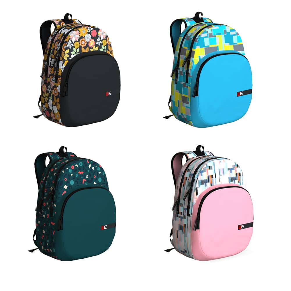 Kalemlig Webag Dobby Üç Bölmeli Desenli Sırt Çantası 12 Renk Set