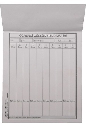 Dilman Öğrenci Günlük Yoklama Fişi 10 Ders