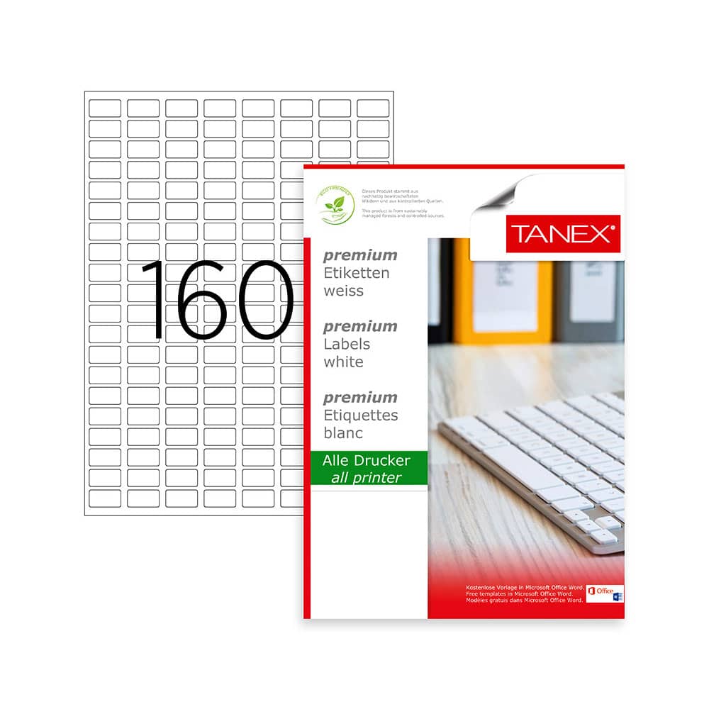 Tanex Laser Etiket 22x12 mm TW-2280