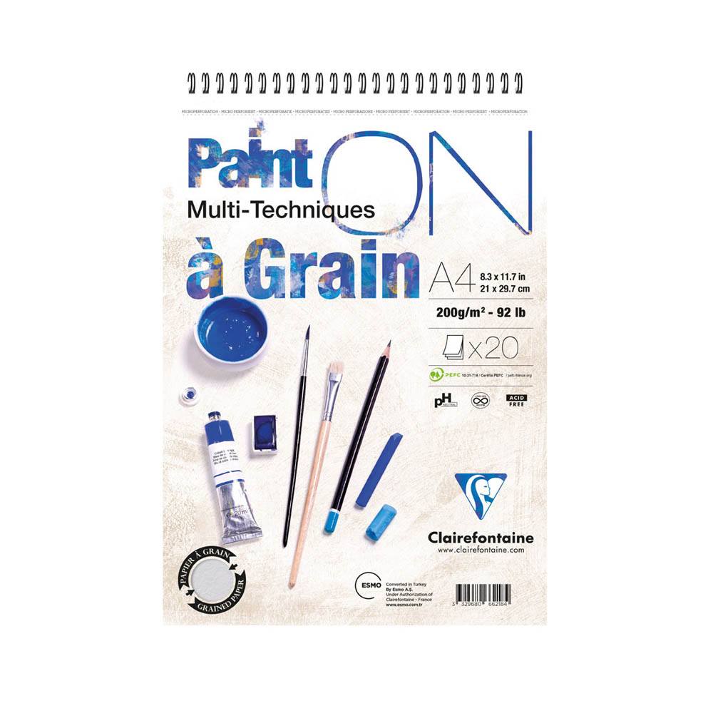 Clairefontaine Çizim Blok Paint-On A Grain Üstten Spiralli A4 200 gr 20 Yaprak