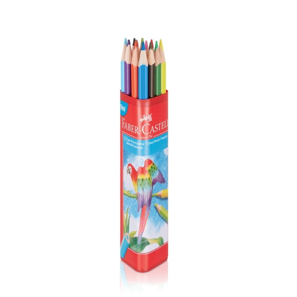 Faber-Castell Kuru Boya Kalemi Jumbo Üçgen Beyaz Tam Boy 12'li