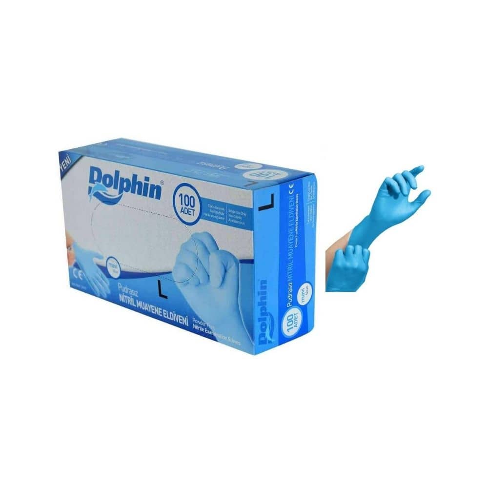 Dolphin Muayene Eldiveni Pudrasız Nitril Mavi Small 100'lü