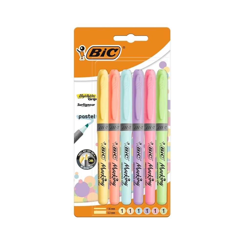 Bic Fosforlu Kalem Grip Pastel 6'lı Set