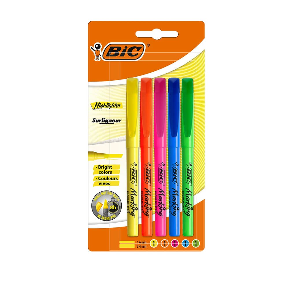 Bic Fosforlu Kalem Brite Liner 5'li Karışık Renk