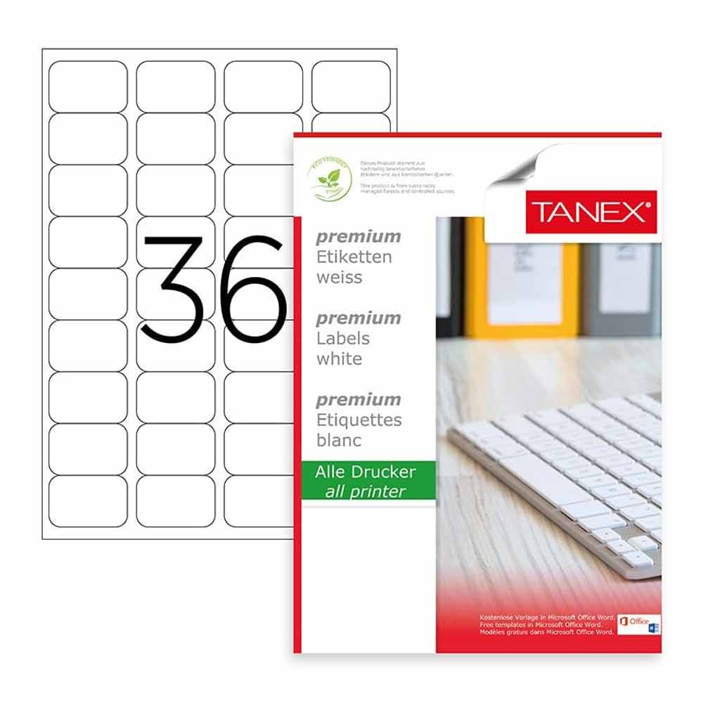 Tanex Laser Etiket 45x30 mm TW-2036