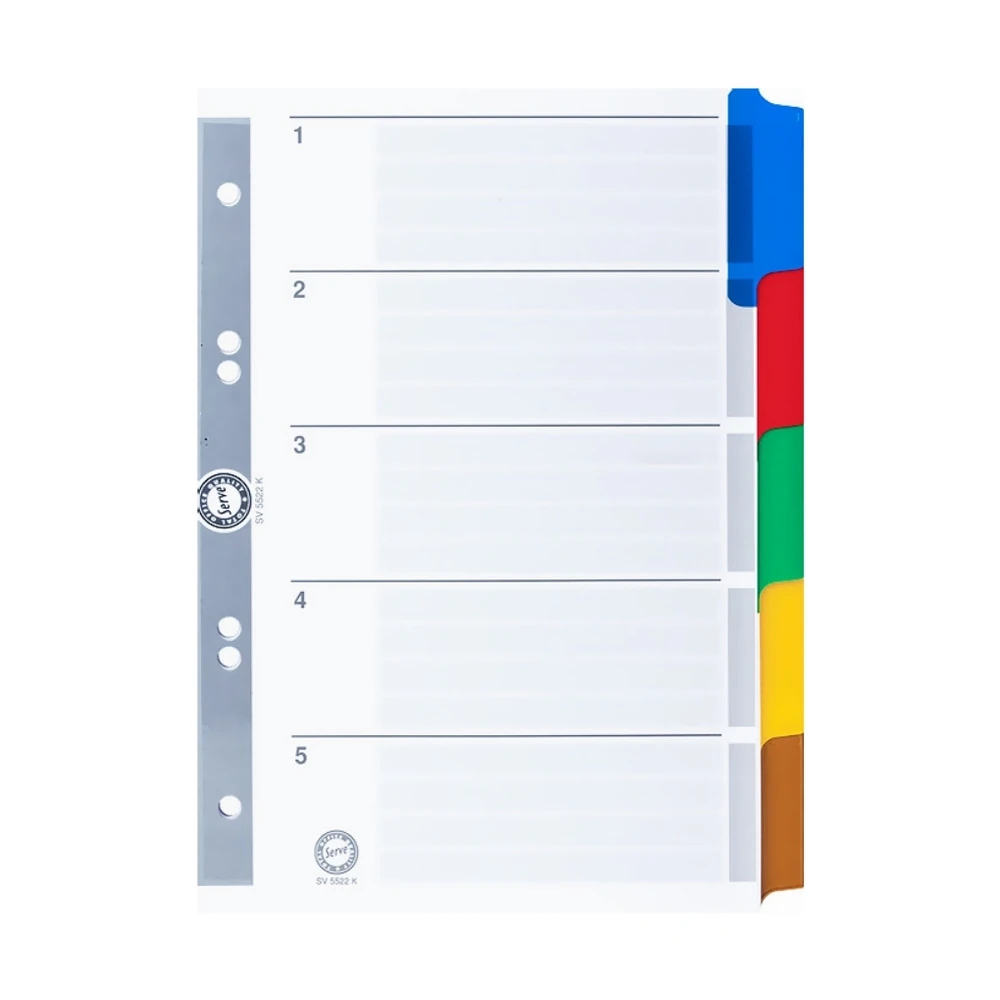 Serve Seperatör A5 5 Renk Klasik