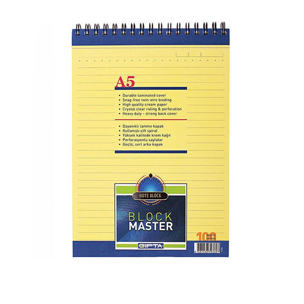 Gıpta Bloknot Block Master A5 100 Yaprak Çizgili