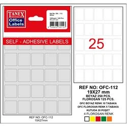 Tanex Ofis Etiketi 19x27 mm Kod OFC-112 Floresan Yeşil