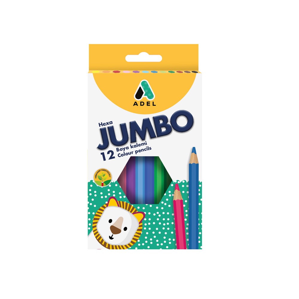 Adel Kuru Boya Kalemi Jumbo Hexa Tam Boy 12'li