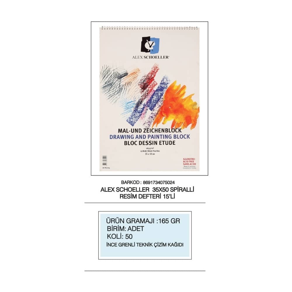 Alex Schoeller Spiralli Resim Defteri 35x50 cm 165 gr