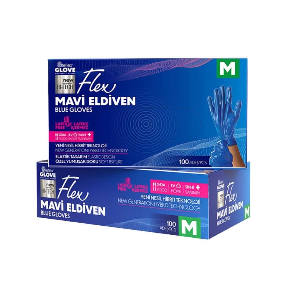 Flex Eldiven Mavi Medium 100'lü