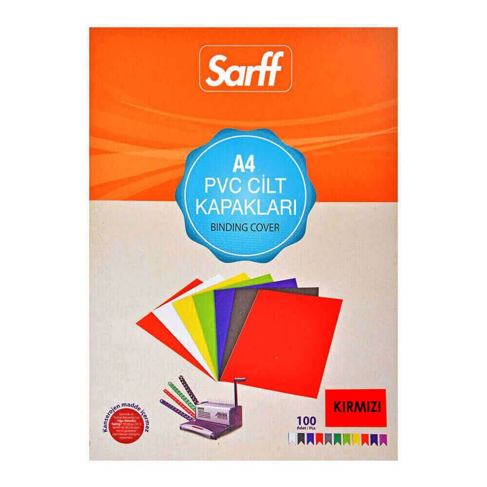 Sarff Cilt Kapağı A4 160 mic PVC 100'lü Opak Kırmızı
