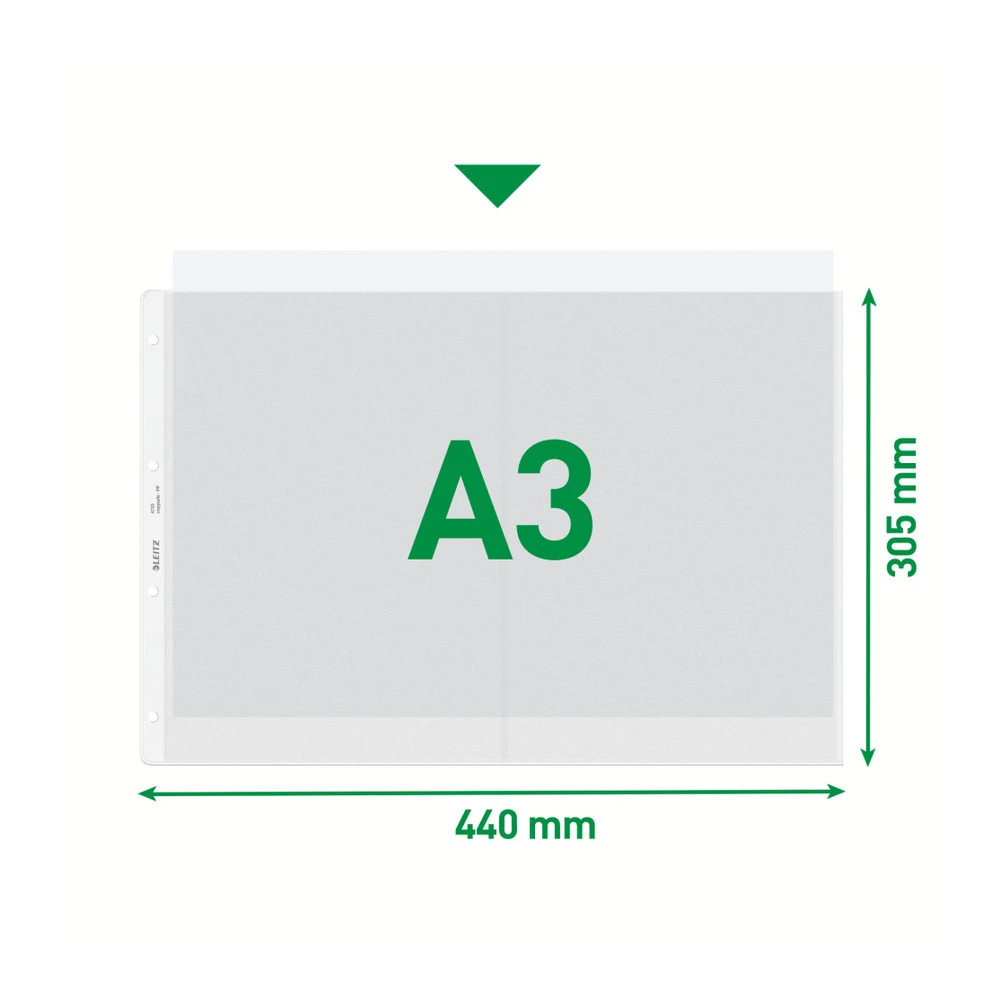 Leitz Delikli Poşet Dosya A3 Yatay Katlamalı 50'li Paket