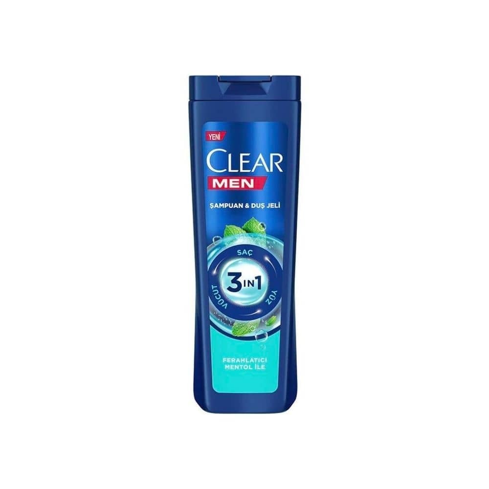 Clear Men Mentol 3'ü 1 Arada Kepeğe Karşı Şampuan & Duş Jeli 350 ml