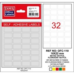 Tanex Ofis Etiketi 16x22 mm Kod OFC-110 Florasan Sarı