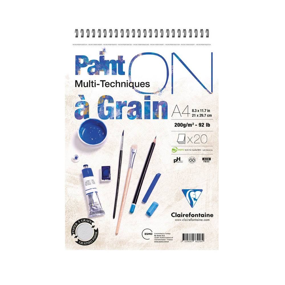Clairefontaine Çizim Blok Paint-On A Grain Üstten Spiralli A4 200 gr 20 Yaprak