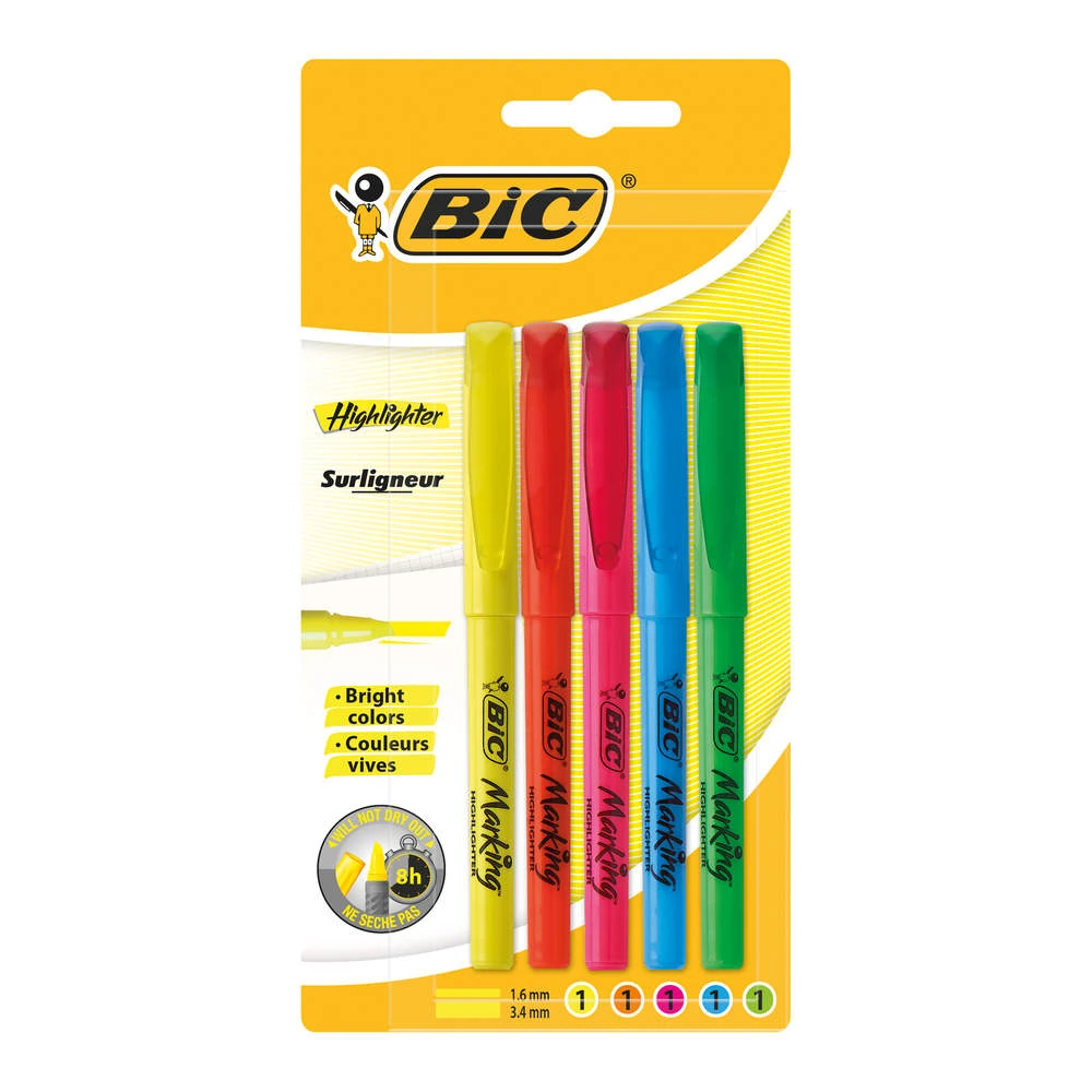 Bic Fosforlu Kalem Brite Liner 5'li Karışık Renk