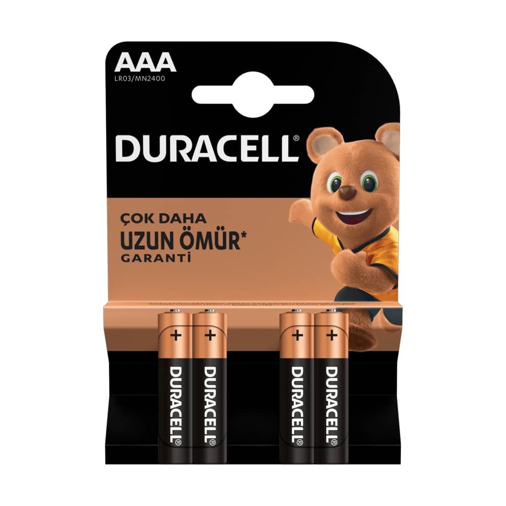 Duracell Pil İnce Kalem AAA 4'lü Kart LR03