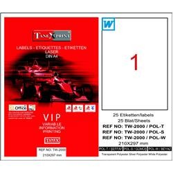Tanex TW-2000 210x297 mm Flo Sarı Laser Etiket 100'lü