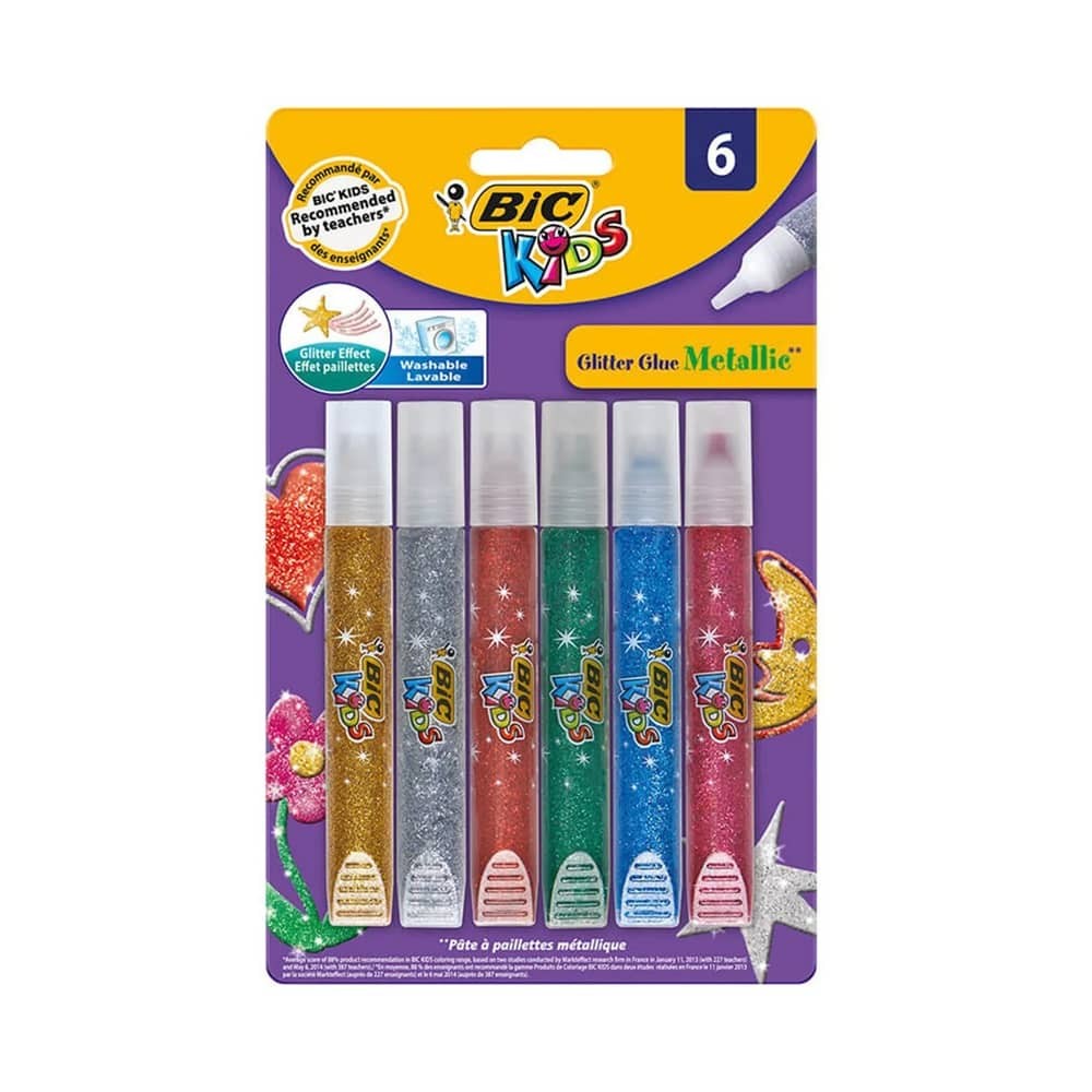 Bic Yapıştırıcı Metalik Simli Glitter Glue Blister 6'lı