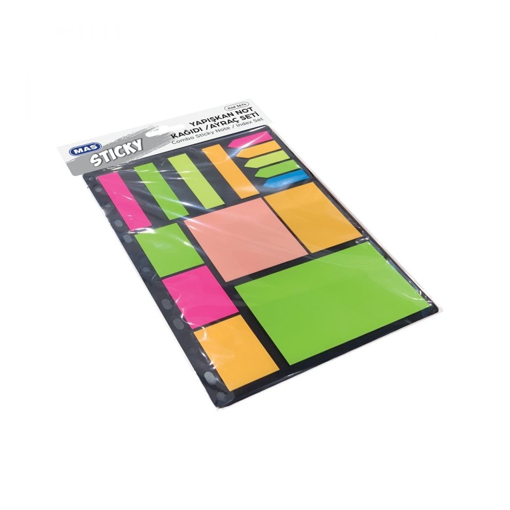 Mas Kombo Yapışkanlı Not Kağıdı Karma Set 18 S