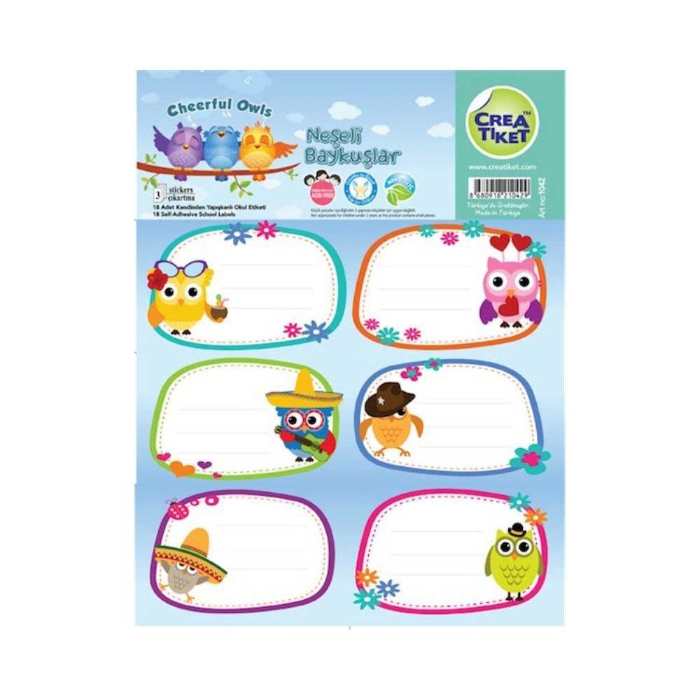 Creatiket Defter Etiketi Neşeli Baykuşlar