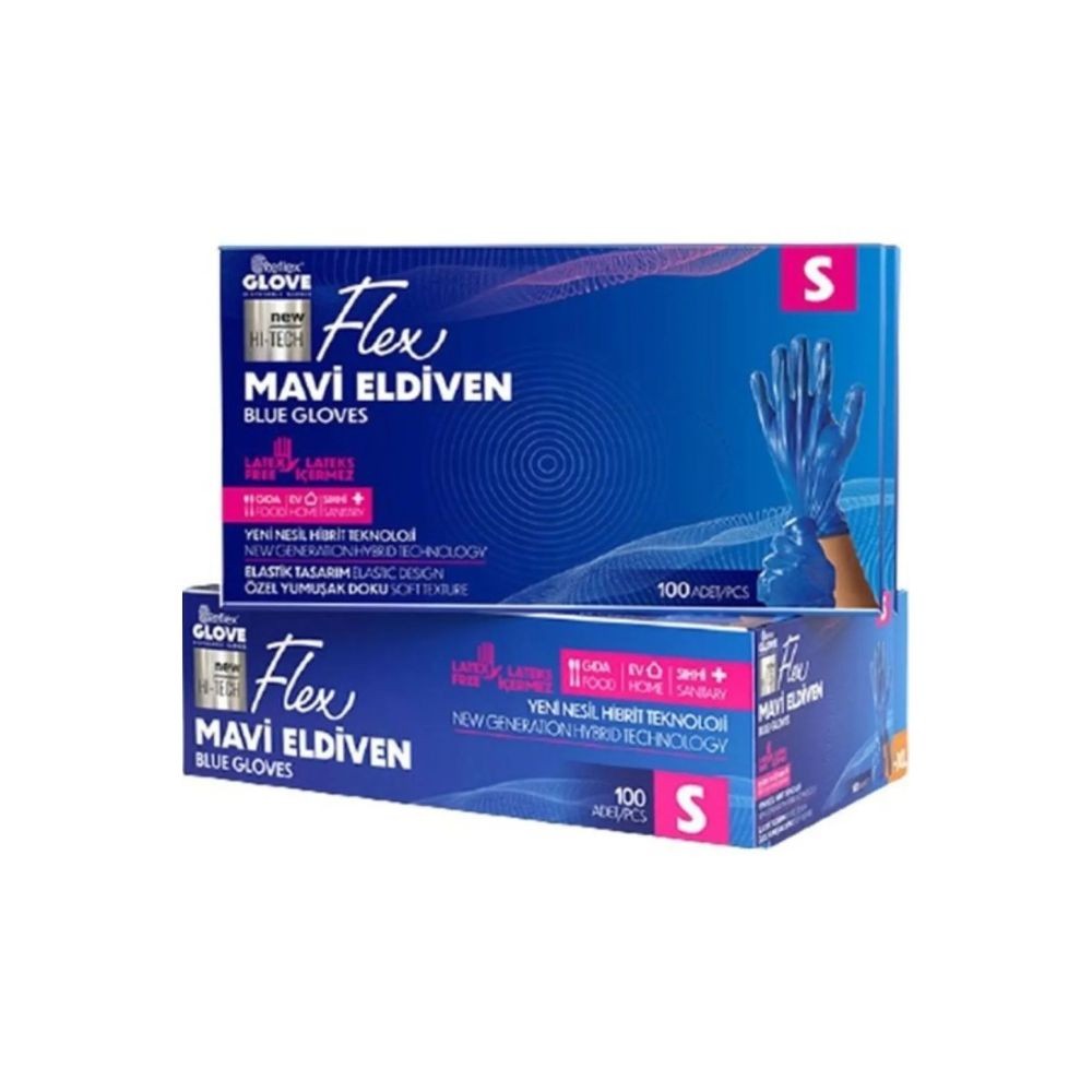 Flex Eldiven Mavi Small 100'lü