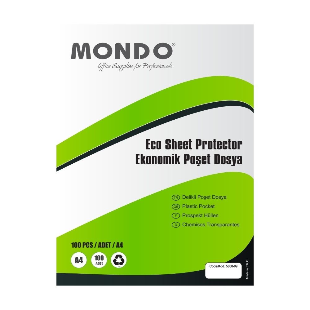 Mondo Poşet Dosya Delikli A4 100'lü Ekonomik