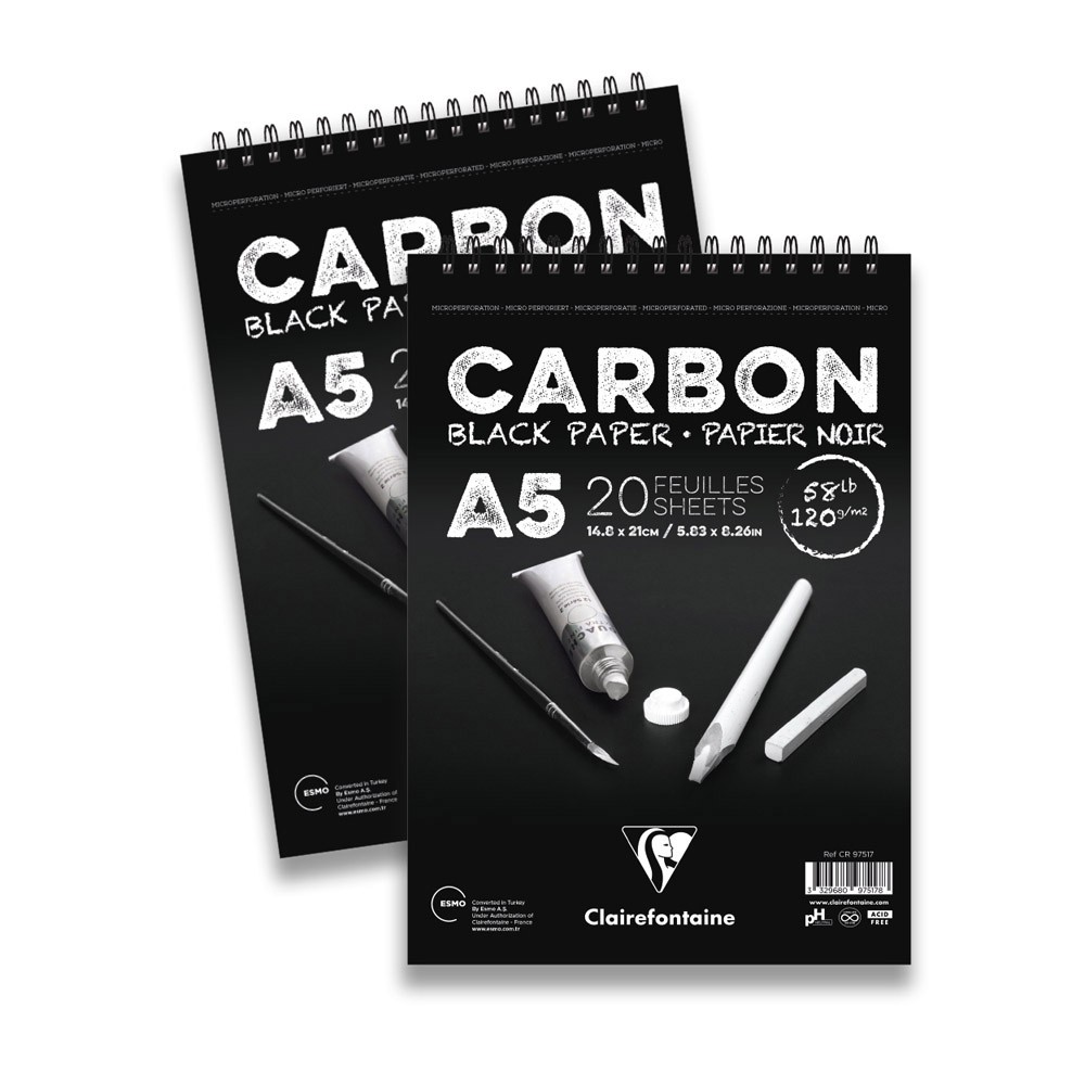 Clairefontaine Çizim Blok Carbon A4 120 gr 20 Yaprak Üstten Spiralli