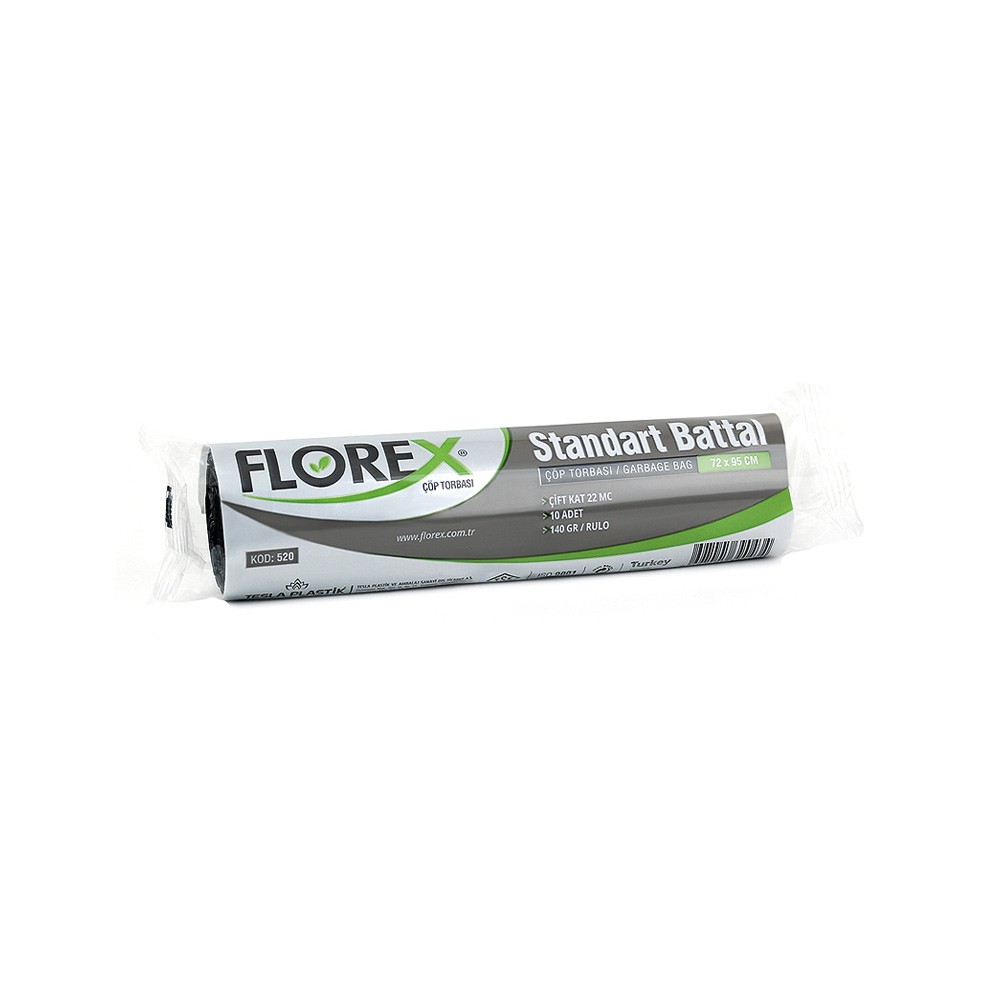 Florex Çöp Poşeti Standart Battal Boy 72x95 cm 10'lu Siyah