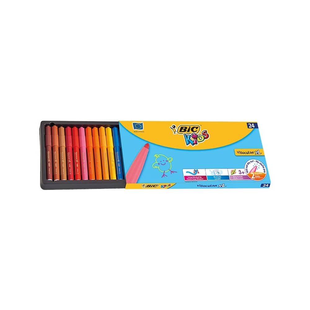 Bic Keçeli Boya Kalemi Jumbo Visa Yıkanabilir 24'lü