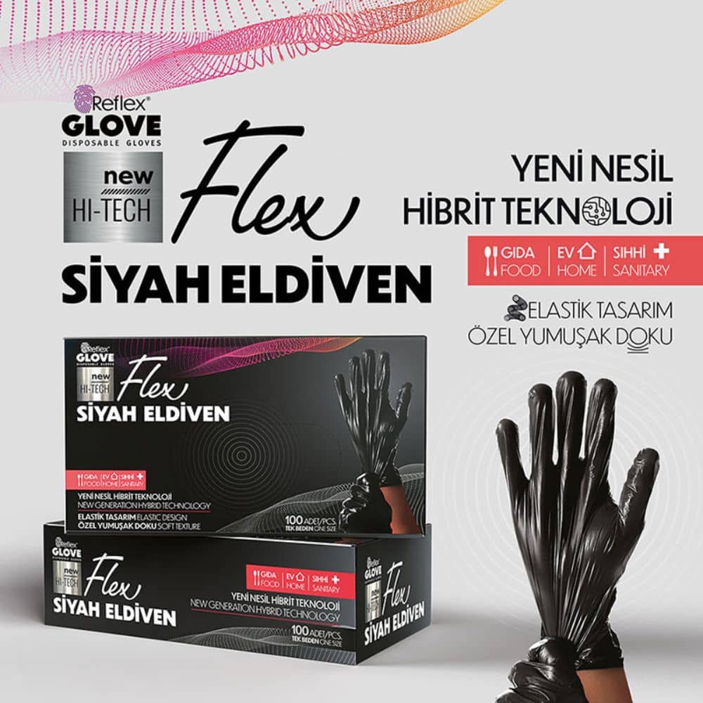 Flex Eldiven Siyah Medium 100'lü