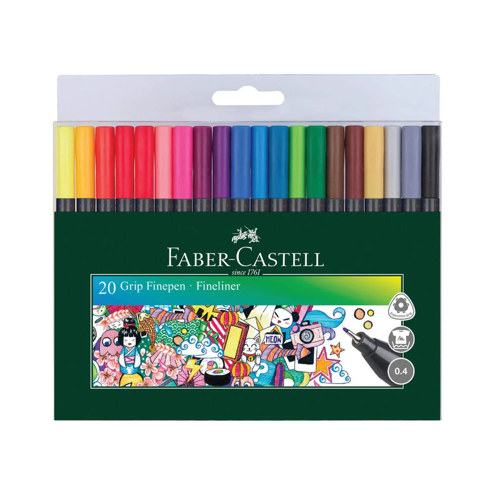 Faber-Castell Keçeli Kalem Grip Finepen 0.4 mm 20'li Poşet
