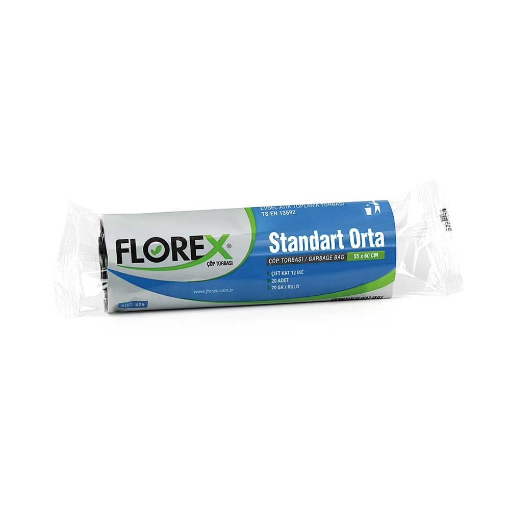 Florex Çöp Poşeti Standart Orta Boy 55x60 cm 20'li Mavi