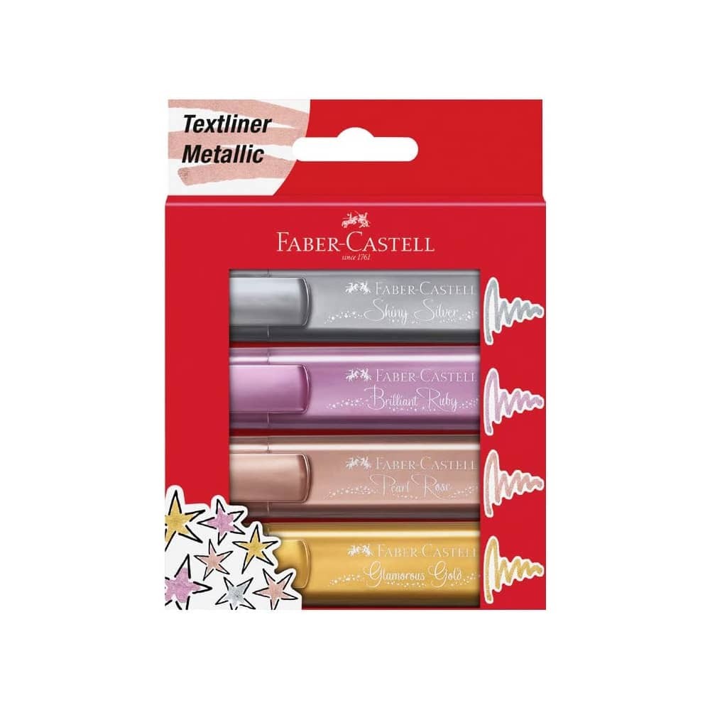 Faber-Castell Fosforlu Kalem 1546 Metalik 4'lü Karton