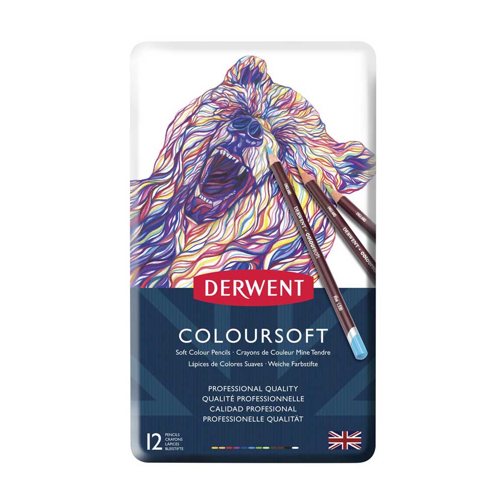 Derwent Kuru Boya Çubuğu Coloursoft Metal Kutu 12'li