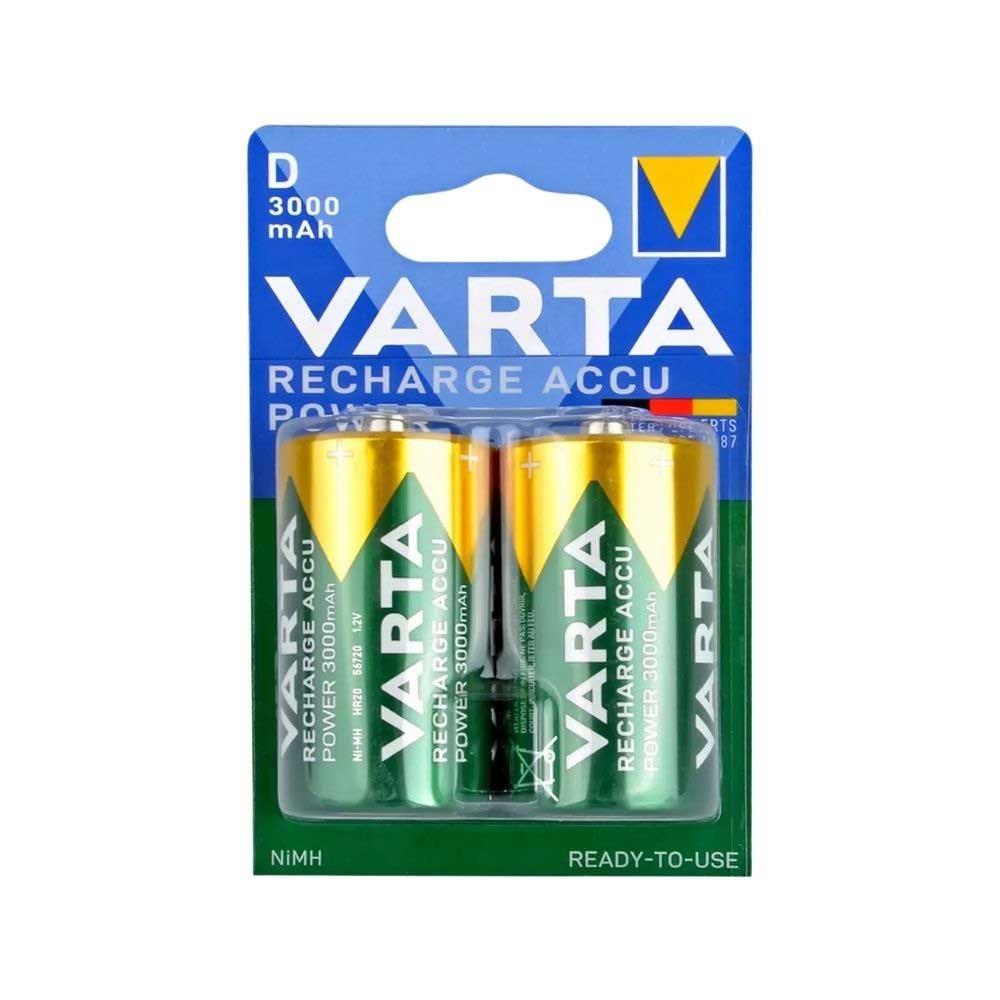 Varta Pil Şarjlı Büyük Boy D Pil 3000 mAh 2'li