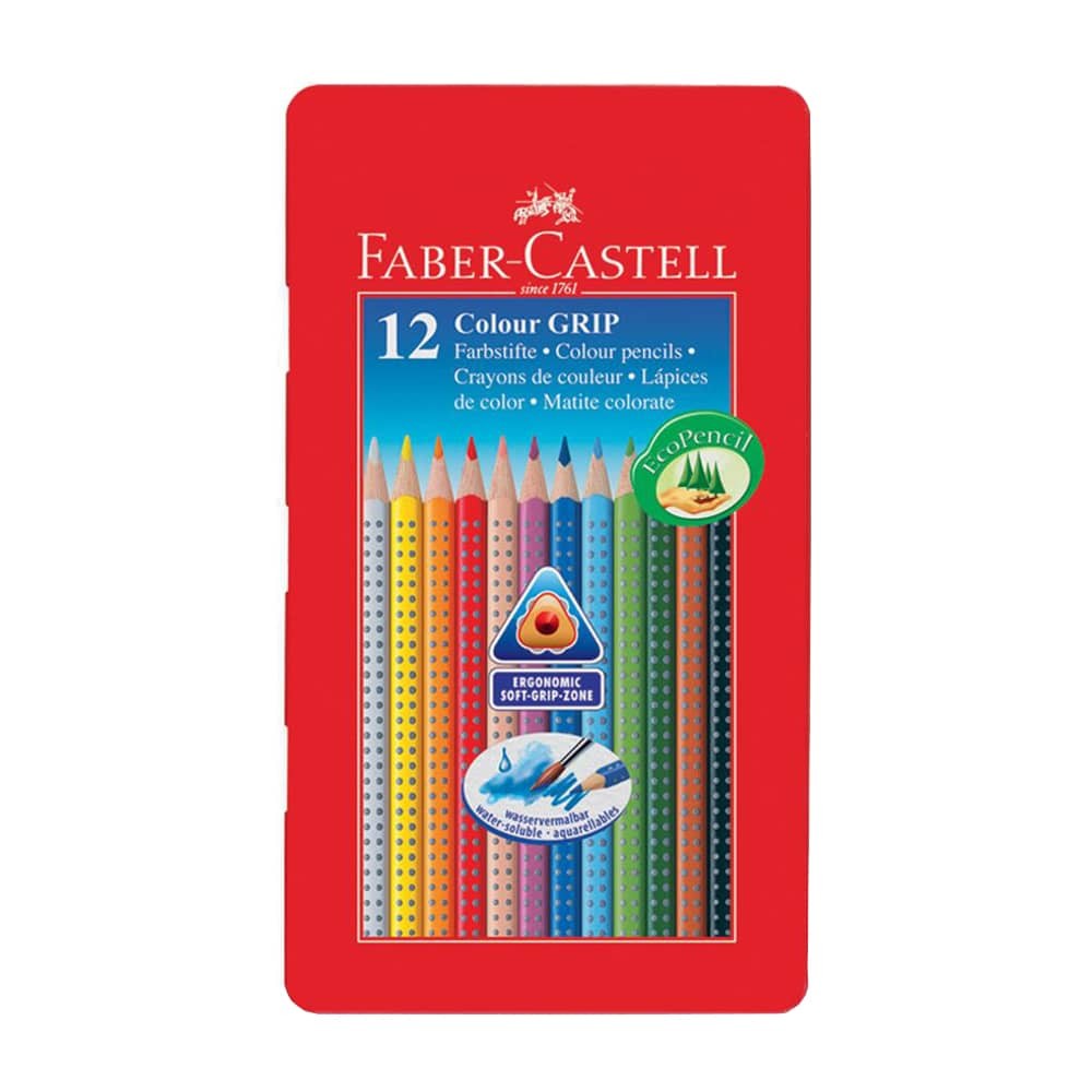 Faber-Castell 2001 Grip Kuru Boya Kalemi Metal Kutu 12'li