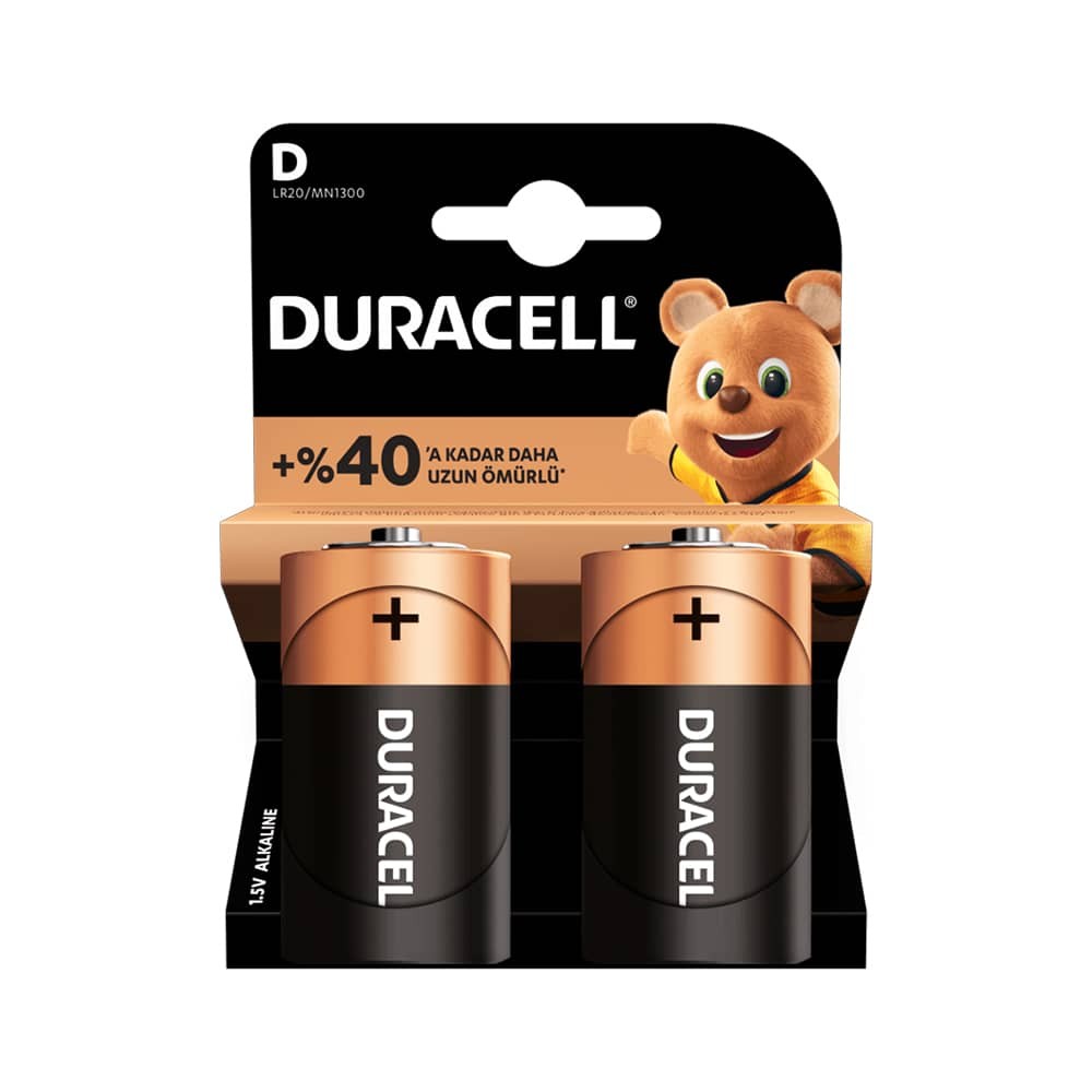 Duracell Pil Büyük Boy D 2'li Kart LR20