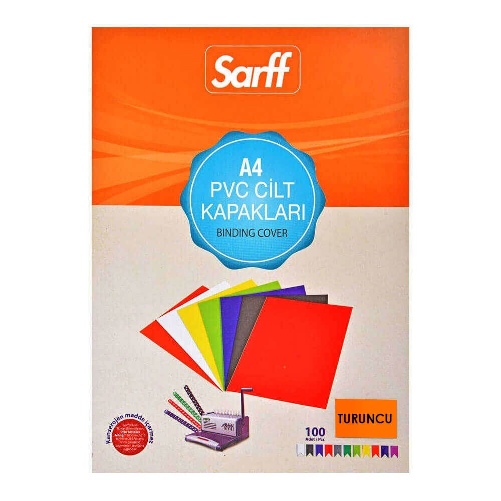 Sarff Cilt Kapağı A4 160 mic PVC 100'lü Opak Turuncu